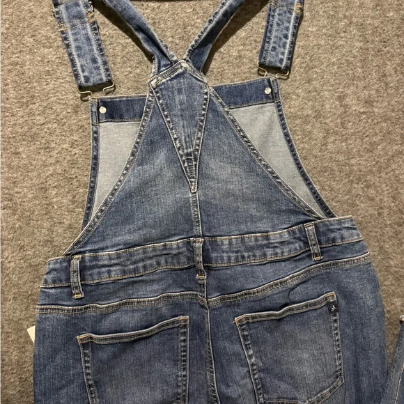 Maurices Denim Bib Flare Overalls Womens 12 (inseam 32) blue stretch western NWT - Picture 6 of 15